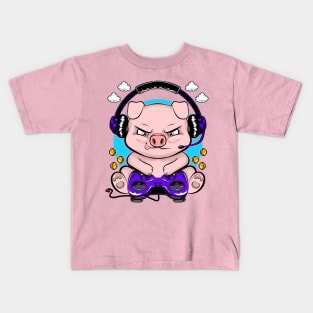 gamer pig, gaming addicts Kids T-Shirt